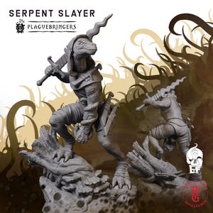 Serpent Slayer | Fantasy Tabletop Miniature - 28MM - 100MM | Dungeons and Dragons DND