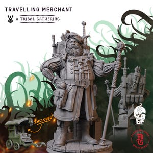 Travelling Merchant | Fantasy Tabletop Miniature - 28MM - 100MM | Dungeons and Dragons DND