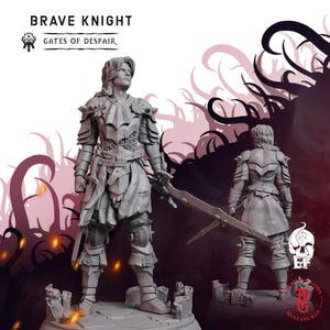 Brave Knight | Fantasy Tabletop Miniature - 28MM - 100MM | Dungeons and Dragons DND