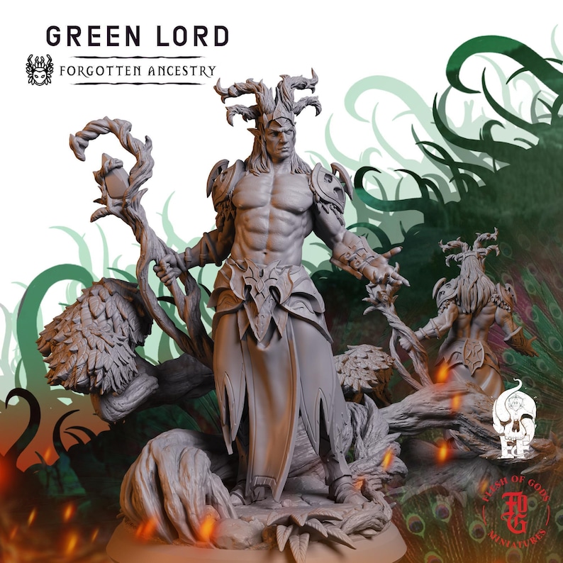Groene heer | Humanoïde miniatuur | Mini hars met hoge details | DnD-tablet-RPG afbeelding 1