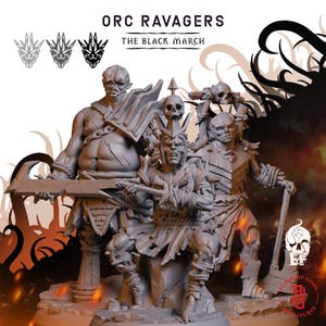 Orc Ravagers | Fantasy Tabletop Miniature - 28MM - 100MM | Dungeons and Dragons DND