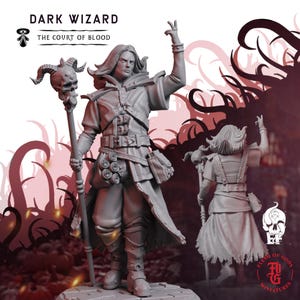 Dark Wizard | Fantasy Tabletop Miniature - 28MM - 100MM | Dungeons and Dragons DND