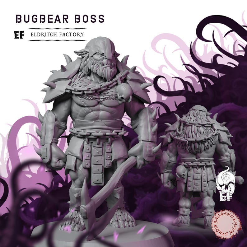 Bugbears | Beast Miniature | High-Detail Resin Mini | DnD Tabletop RPG Bugbear "Boss"