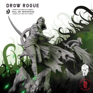 Pícaro Drow / Miniatura de mesa de fantasía - 28 mm - 100 mm / Dungeons and Dragons DND