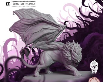 Mantícora / Miniatura de fantasía impresa en 3D para juegos de mesa - 28 mm - 54 mm / Dungeons and Dragons DND