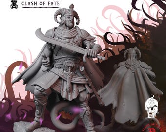 Tiefling Fighter | Humanoid Miniature | High-Detail Resin Mini | DnD Tabletop RPG