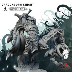 Dragonborn Knight | Fantasy Tabletop Miniature - 28MM - 100MM | Dungeons and Dragons DND