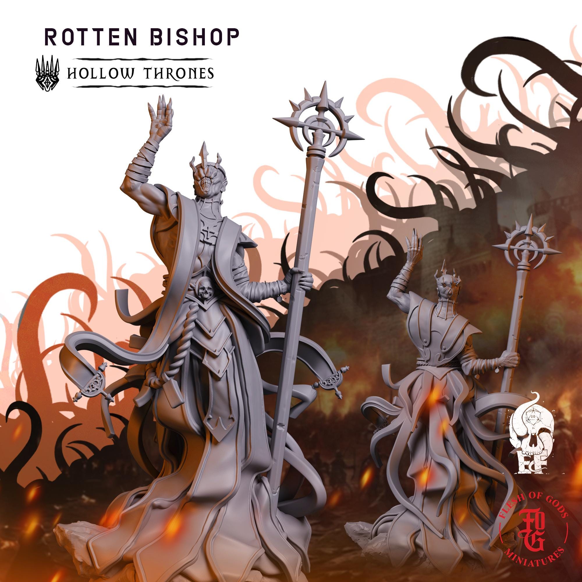 Rotten Bishop | Fantasy Tabletop Miniature - 28MM - 100MM | Dungeons and Dragons DND