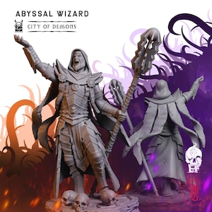 Abyssal Wizard | Fantasy Tabletop Miniature - 28MM - 100MM | Dungeons and Dragons DND