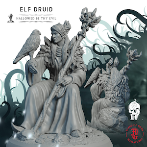 Elf Druid | Fantasy Tabletop Miniature - 28MM - 100MM | Dungeons and Dragons DND