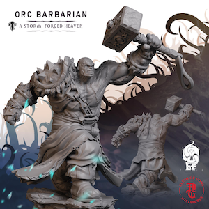 Orc Barbarian | Fantasy Tabletop Miniature - 28MM - 100MM | Dungeons and Dragons DND