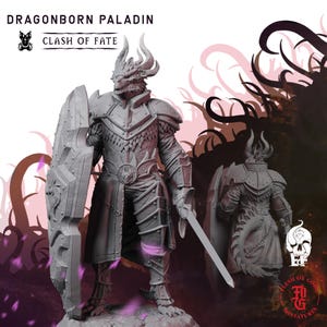 Dragonborn Paladin | Fantasy Tabletop Miniature - 28MM - 100MM | Dungeons and Dragons DND