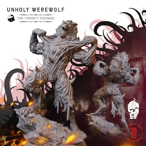Unholy Werewolf | Fantasy Tabletop Miniature - 28MM - 100MM | Dungeons and Dragons DND