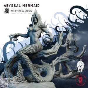 Abyssal Mermaid | Fantasy Tabletop Miniature - 28MM - 100MM | Dungeons and Dragons DND