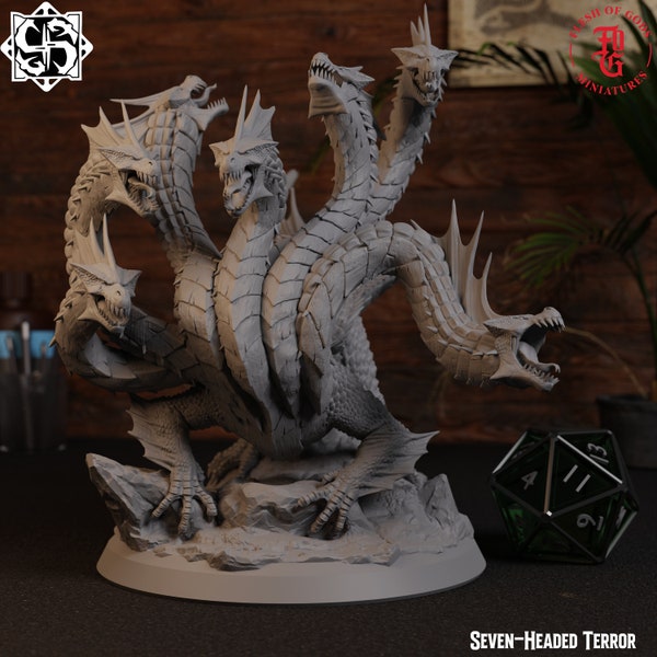 Hydra | Seven-Headed Terror | Fantasy Tabletop Miniature - 28MM - 54MM | Dungeons and Dragons DND