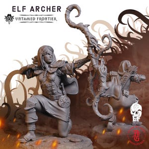 Elf Archer | Fantasy Tabletop Miniature - 28MM - 100MM | Dungeons and Dragons DND