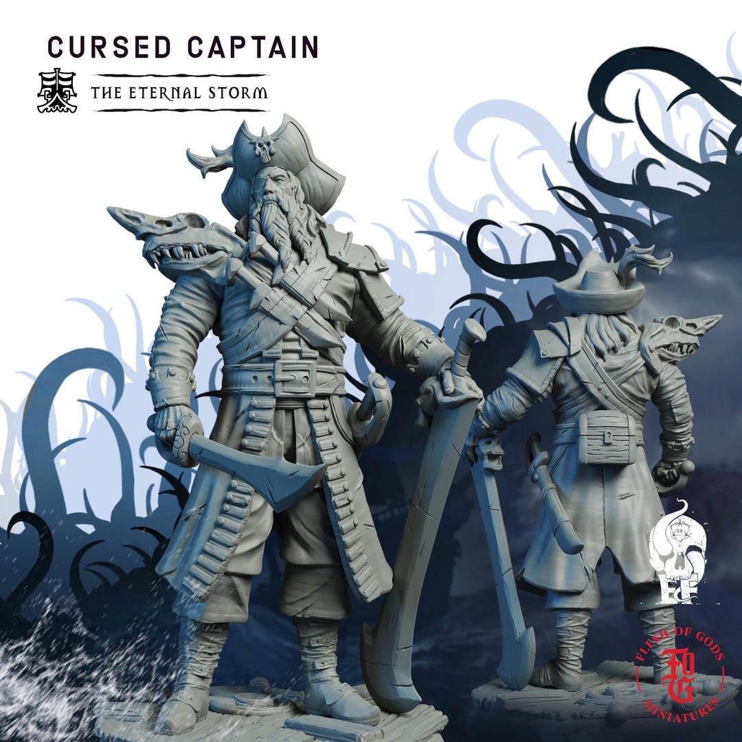 Cursed Captain | Humanoid Miniature | High-detail Resin Mini | Dnd ...