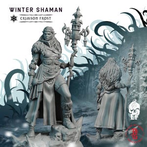 Winter Shaman | Fantasy Tabletop Miniature - 28MM - 100MM | Dungeons and Dragons DND
