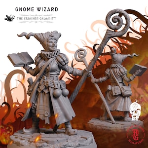 Gnome Wizard | Fantasy Tabletop Miniature - 28MM - 100MM | Dungeons and Dragons DND
