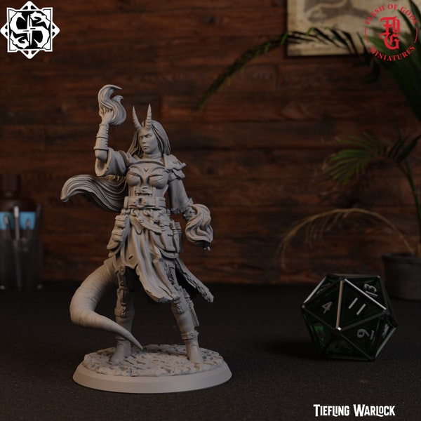 Tiefling Warlock | Fantasy Tabletop Miniature - 28MM - 100MM | Dungeons and Dragons DND