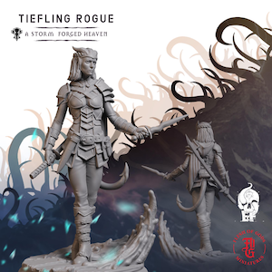 Tiefling Rogue | Fantasy Tabletop Miniature - 28MM - 100MM | Dungeons and Dragons DND