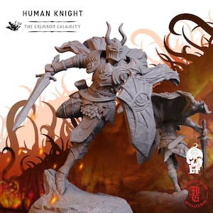 Human Knight | Fantasy Tabletop Miniature - 28MM - 100MM | Dungeons and Dragons DND