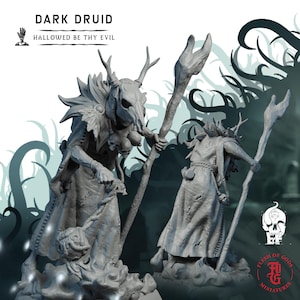 Dark Druid | Fantasy Tabletop Miniature - 28MM - 100MM | Dungeons and Dragons DND