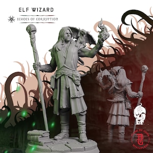 Elf Wizard | Fantasy Tabletop Miniature - 28MM - 100MM | Dungeons and Dragons DND