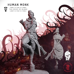 Human Monk | Fantasy Tabletop Miniature - 28MM - 100MM | Dungeons and Dragons DND