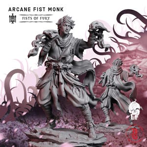 Arcane Monk | Fantasy Tabletop Miniature - 28MM - 100MM | Dungeons and Dragons DND