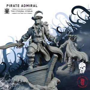 Pirate Admiral | Fantasy Tabletop Miniature - 28MM - 100MM | Dungeons and Dragons DND