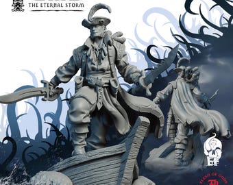 Pirate Admiral | Fantasy Tabletop Miniature - 28MM - 100MM | Dungeons and Dragons DND