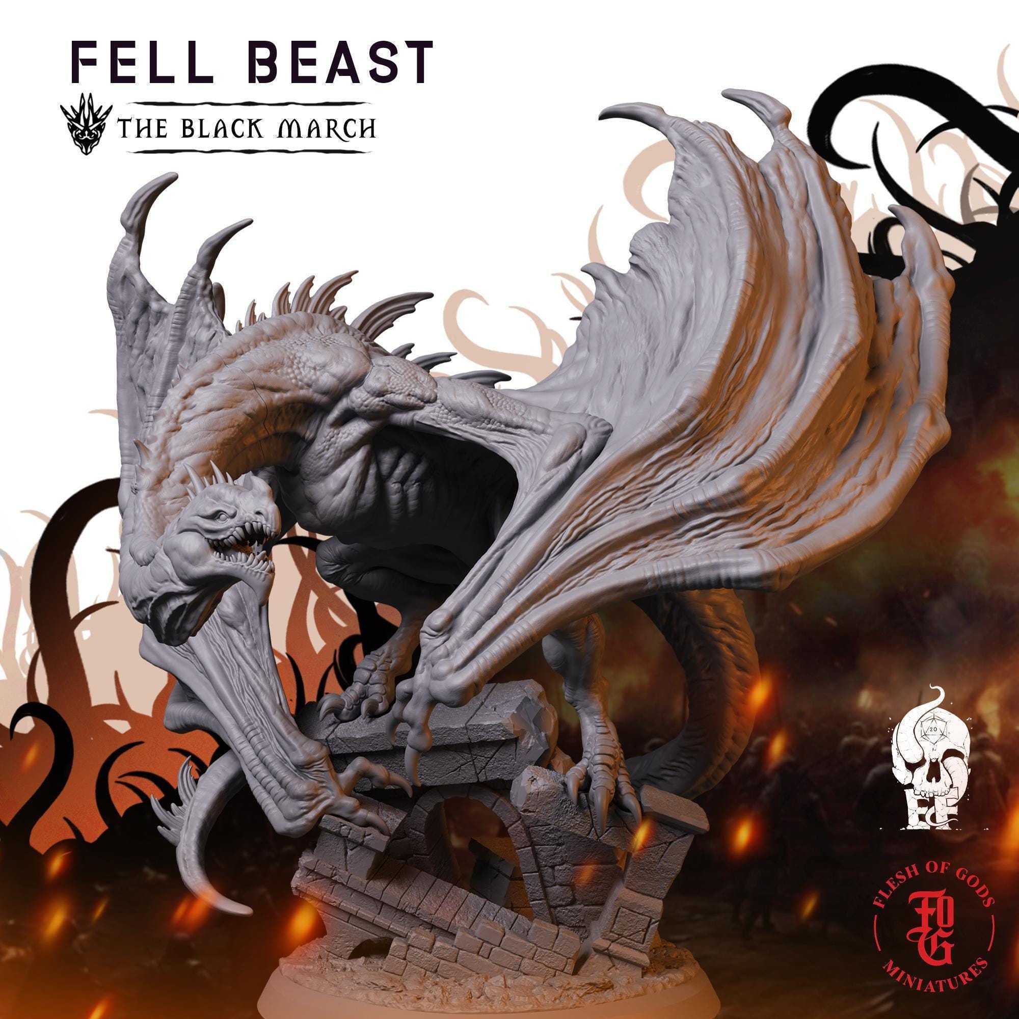 Fell Beast | Dragon Miniature | High-detail Resin Mini | Dnd