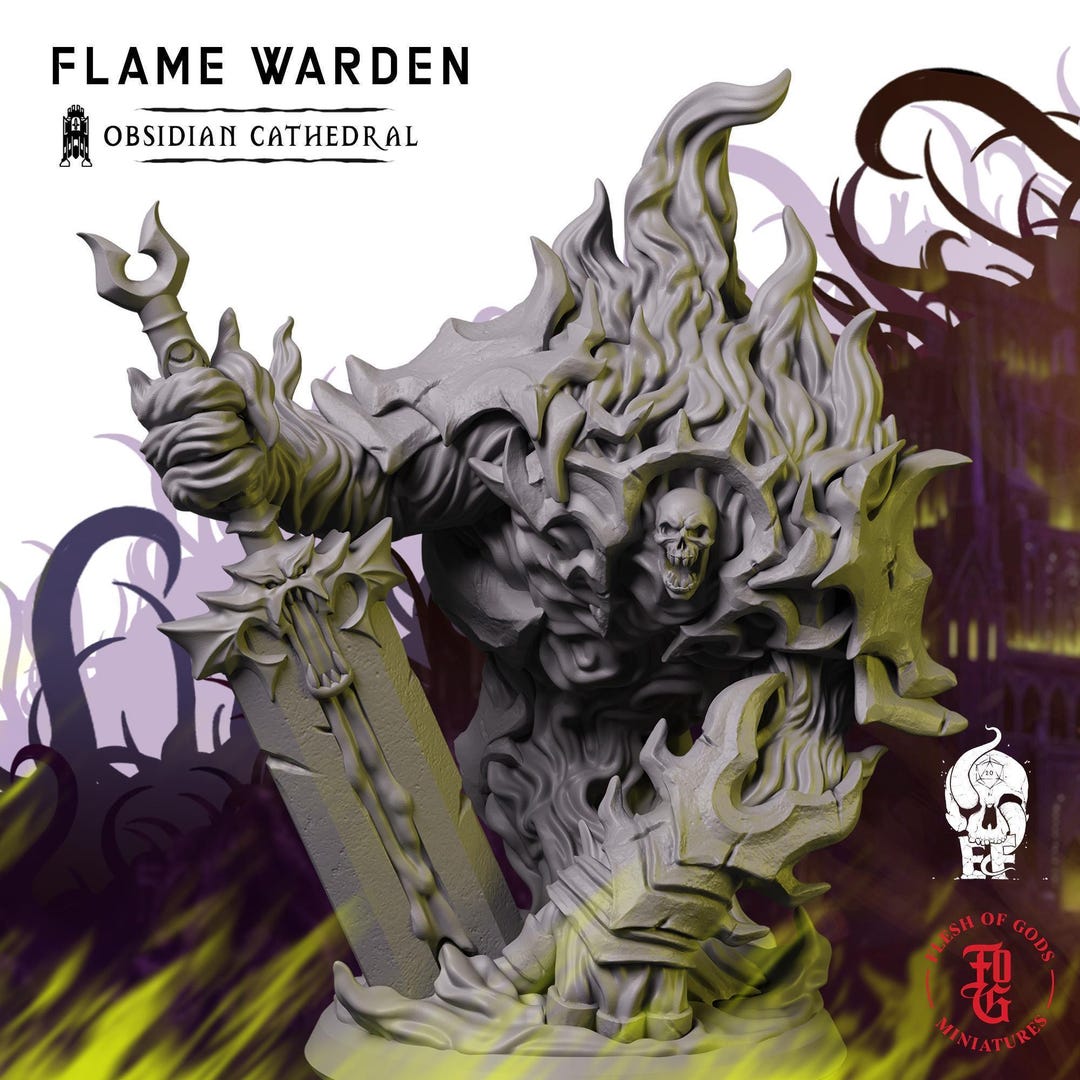 Flame Warden | Undead Miniature | High-detail Resin Mini | Dnd Tabletop ...