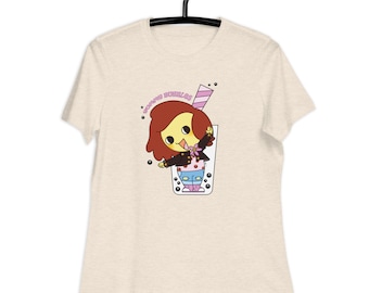 ボバティーガールグラフィックTシャツ、トレンディなイラスト