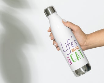 Botella de agua de acero inoxidable - Amantes de los gatos