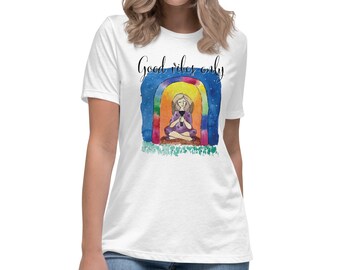水彩画 | グッドバイブスオンリーシャツ | レディースリラックスTシャツ |