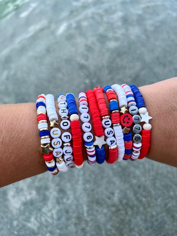 Jewelry | Patriotic Red White And Blue Bracelet Handmade One Size Fits Most  | Poshmark