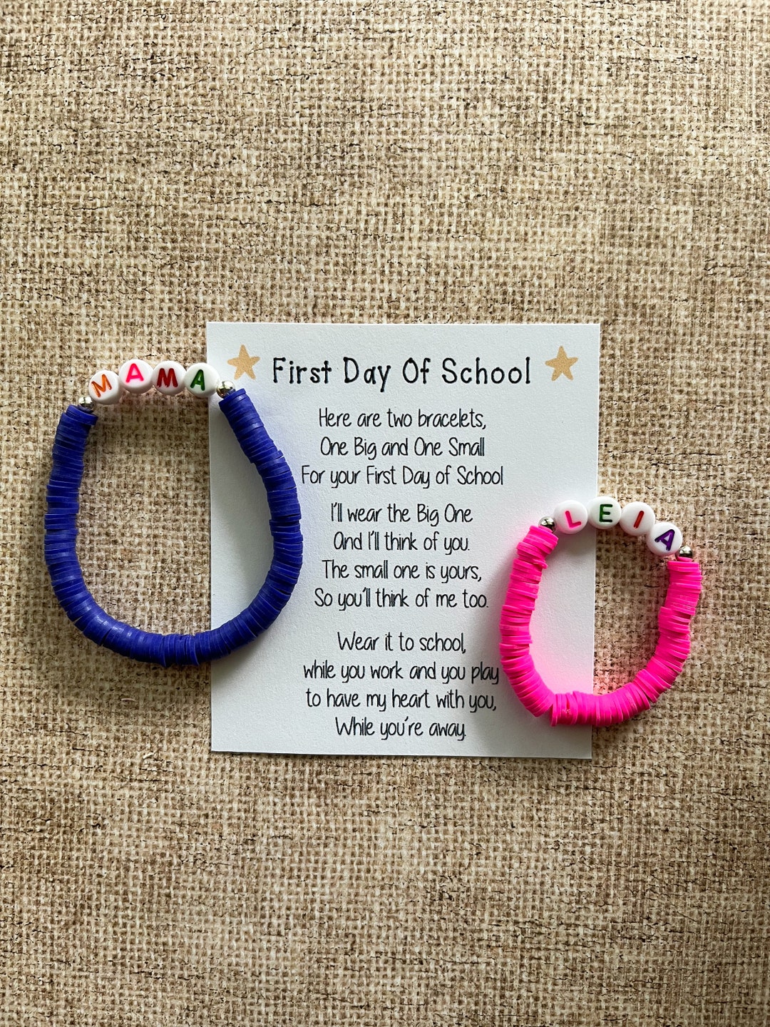 Back to School Bracelets Mama and Me Bracelet First Day of Kindergarten