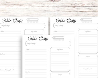 Bible Study Printable, Journal Template (PDF, PNG)