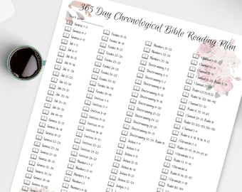 Bible Reading Plan; One Year Reading Plan; Chronological Order Plan; Instant Download; Read the Bible In One Year; Printable, Bible Tracker