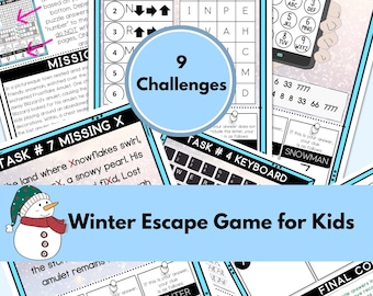 Winter Escape Room for Kids, Family Game Night, Mystery, Printable Party Game, Puzzles, Birthday Party, Inclusive Christmas Activity