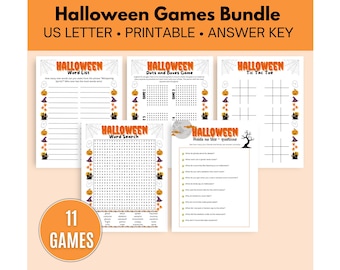 Halloween Games Bundle, Halloween Games for Kids and Adults, Printable Halloween Party Games,Halloween Printable Activities, Fall Festival