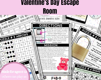 Valentine's Day Escape Room, Printable Party Game, Classroom Party, Kids Puzzles, Family Game Night, Youth Group, Printable Escape Room Kit