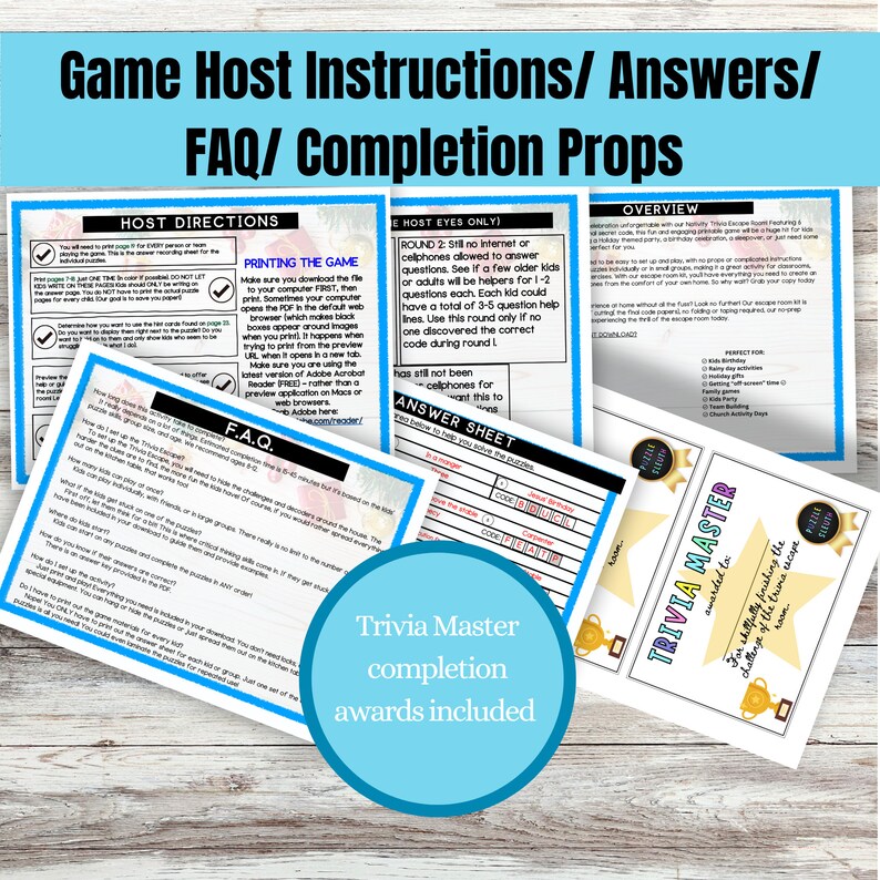 Bible Trivia Escape Room, Christmas Nativity Game, Christmas Trivia Escape, Family Game Night