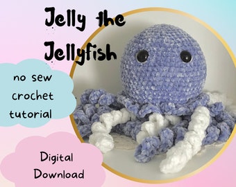 Crochet Jellyfish Plushie Pattern, No Sew, Octopus Crochet Pattern, PDF Download, Toy Crochet Pattern, Beginner Friendly, Amigurumi Toy