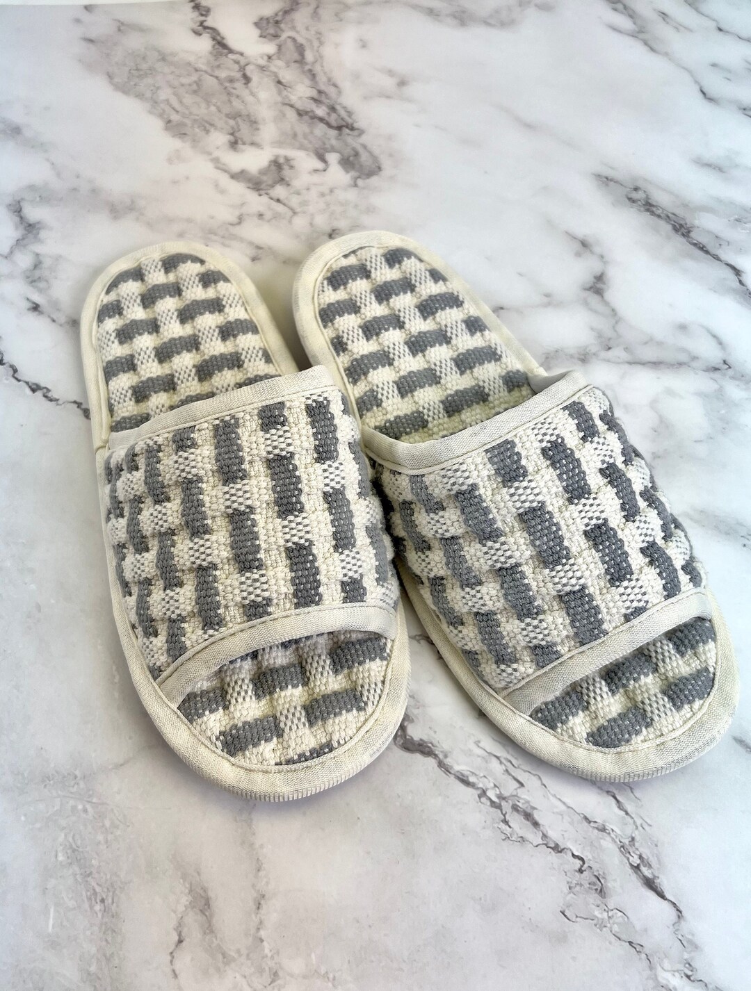 Soft Non Slip Washable Cotton Waffle Weave Slippers for Embroidery