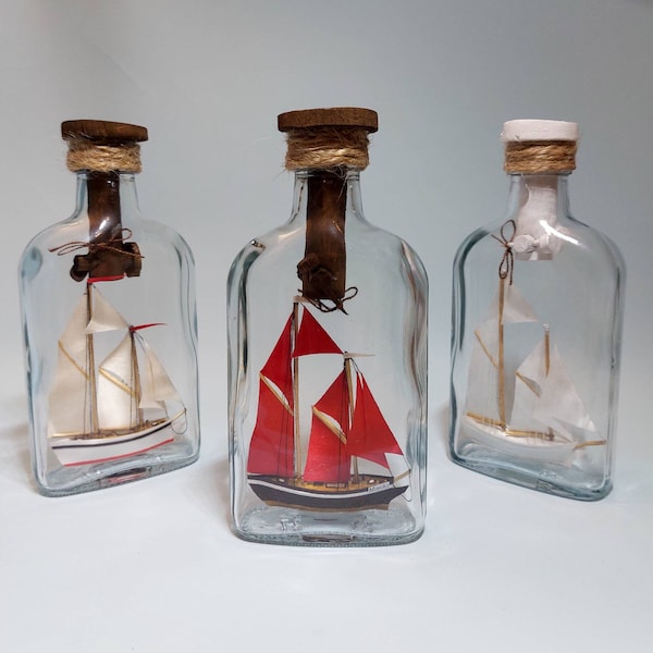 Schiff in Flasche, nautisches Geschenk, Flasche mit Geheimkorken