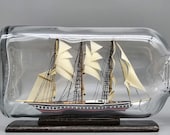 Handmade Ship in a Bottle – Eco-Friendly Nautical Gift, Personalized Maritime Decor, Unique Present for Dad, Recycled Glass Bottle