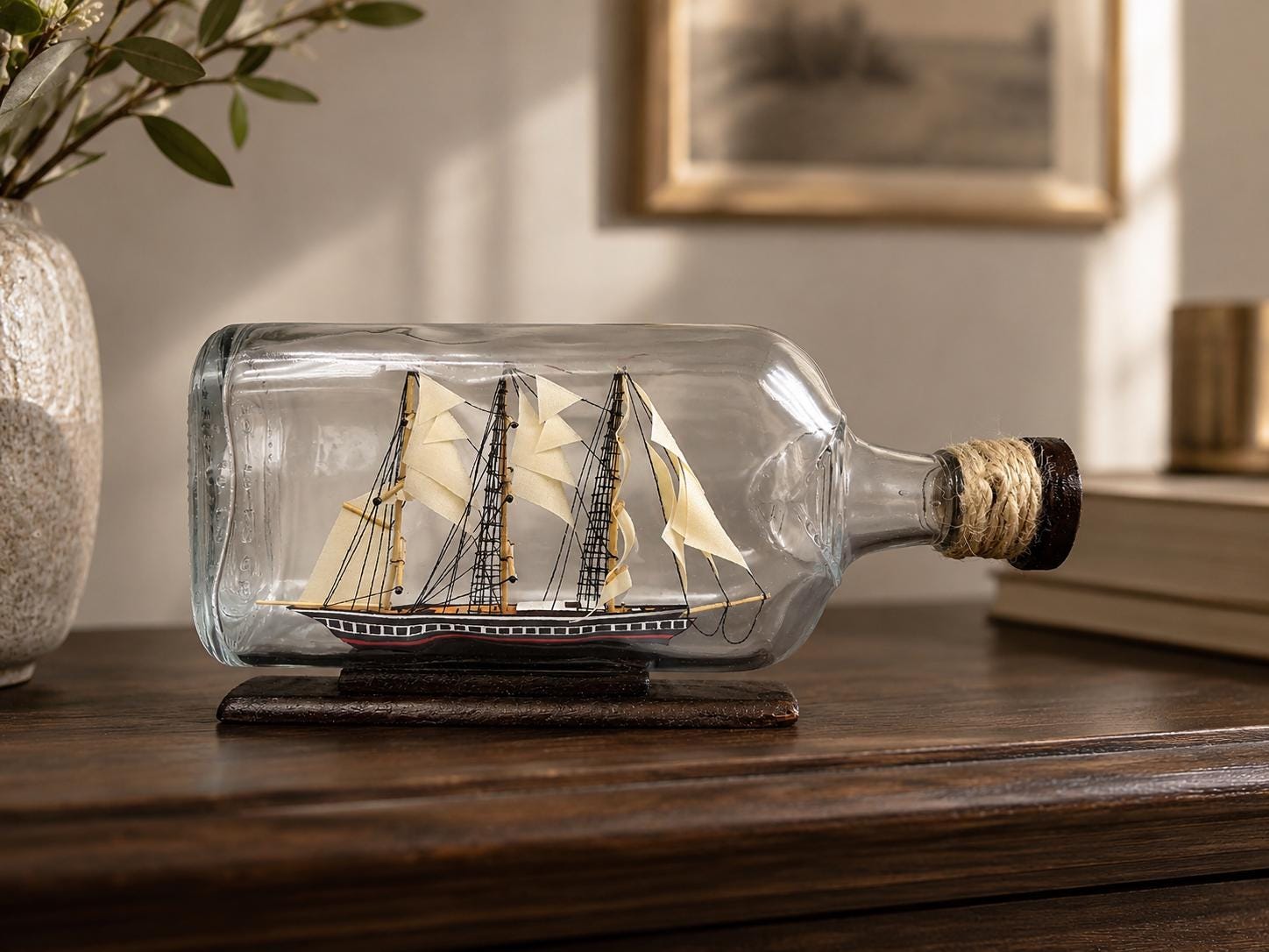 Bateau voilier 7 voiles dans bouteille en verre neuf - Décoration Bateau voilier 7 voiles dans bouteille en verre neuf - Décoration